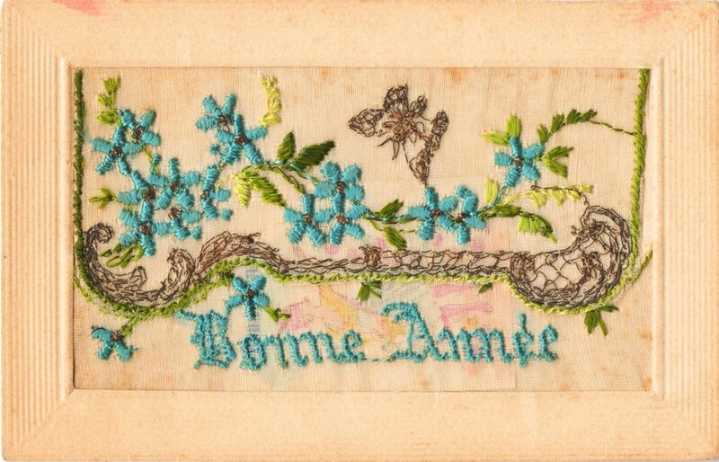 CPA Bonne Année brodée img203aR
