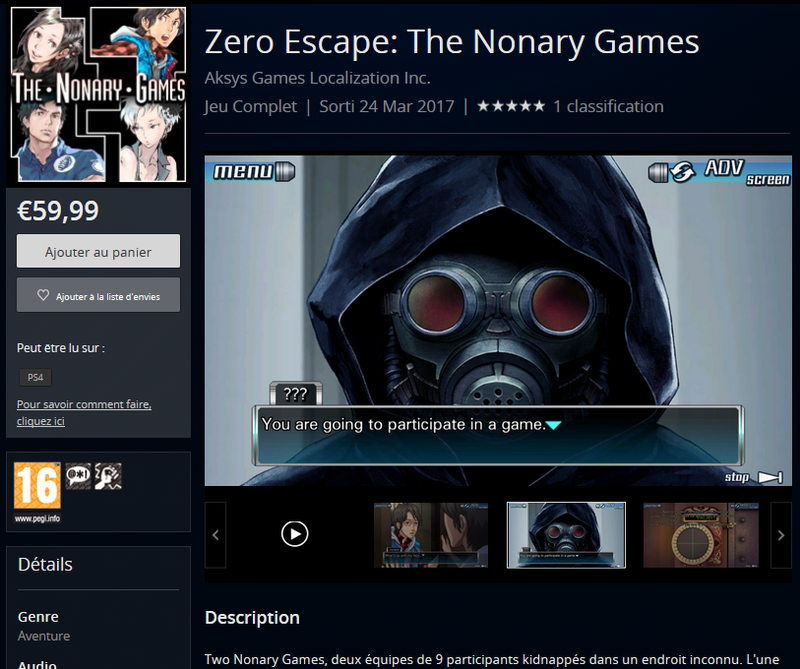 Zero Escape Nonary Games PS4