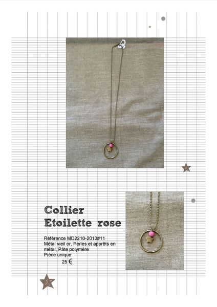MD2210-2013#11 Collier Etoile rose