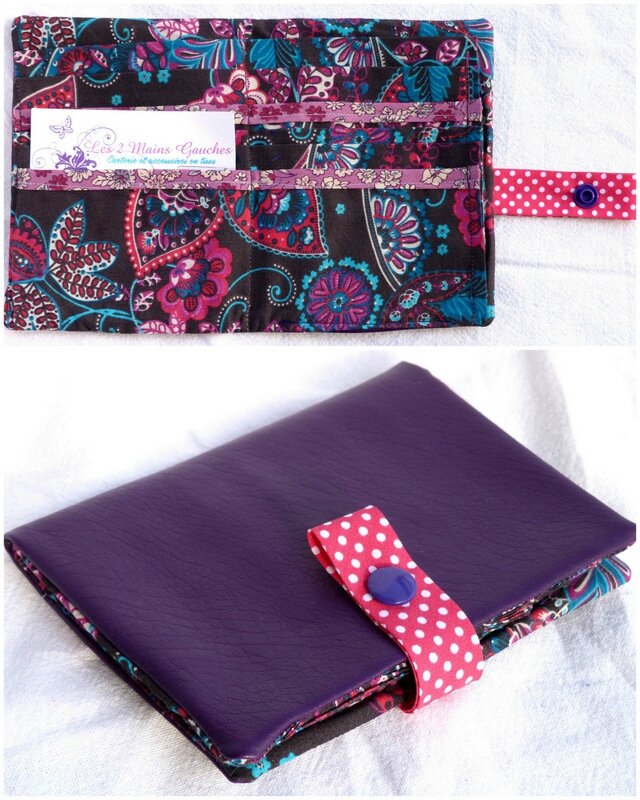 porte cartes simili violet doublure anthracite hindou