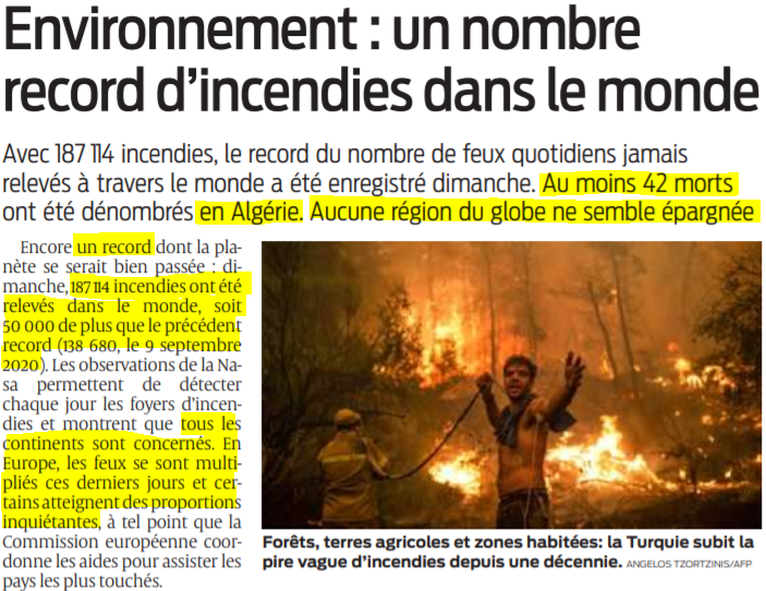 2021 08 11 SO Environnemet Un nombre record d'incendies dans le monde