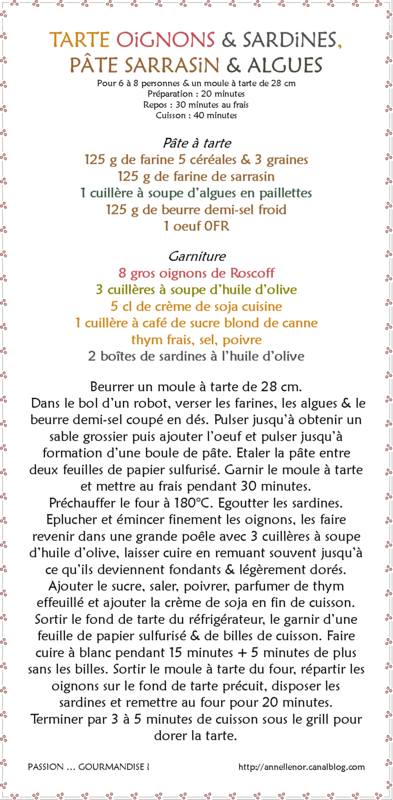 Tarte oignons de Roscoff & sardines, pâte sarrasin & algues_fiche