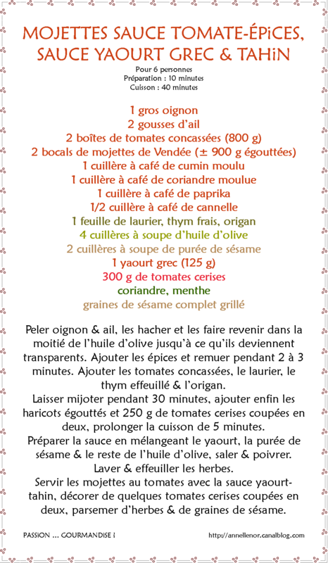 Mojettes tomate-épices, sauce yaourt-tahin_fiche
