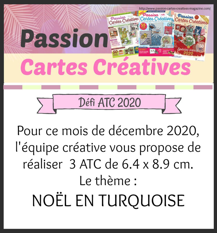 DECEMBRE 2020 - ATC thème Noël en turquoise