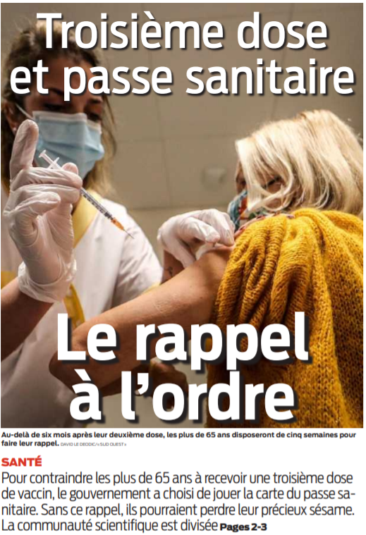 2021 11 11 SO Troisième dose et passe sanitaire le rappel à l'ordre