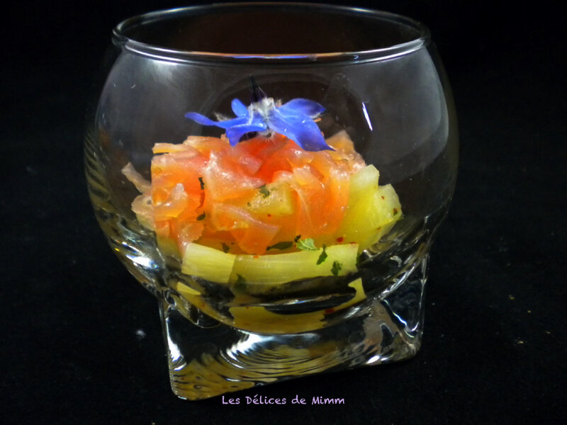 Verrine de tartare de saumon fumé et ananas pour l'apéro 5