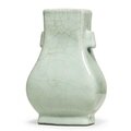 A 'Guan'-type <b>faceted</b> <b>vase</b>, fanghu, Qing dynasty, 18th century