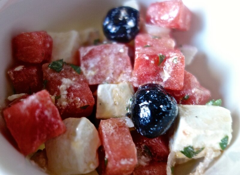 salade de pastèque à la fêta et au citron confit