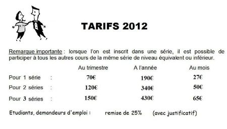 grille tarifs 2012