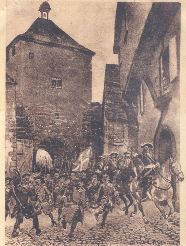 Turenne pénètre dans Turckheim par la Porte-Haute (1675)