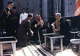 FDR and Ibn Seoud on board the Quincy