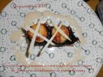 Croustillant au parmesan sur son confit d'oignons rouges, St Jacques et des allumettes de pomme Granny