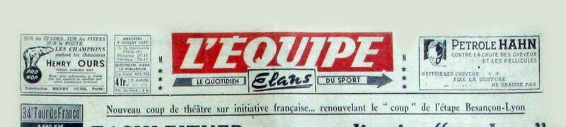 Journal L'Equipe 9 juillet 1947 R