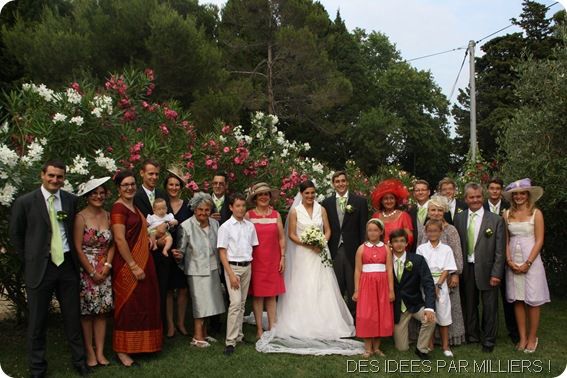 Mariés et enfants d'honneurs - Cortège vert et rose - 4