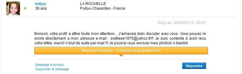 Le message qui vous oriente direct sur une adresse mail