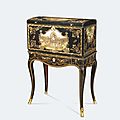 Cabinet en bois noirci et décor en <b>Arte</b> <b>Povera</b>. Époque Louis XV