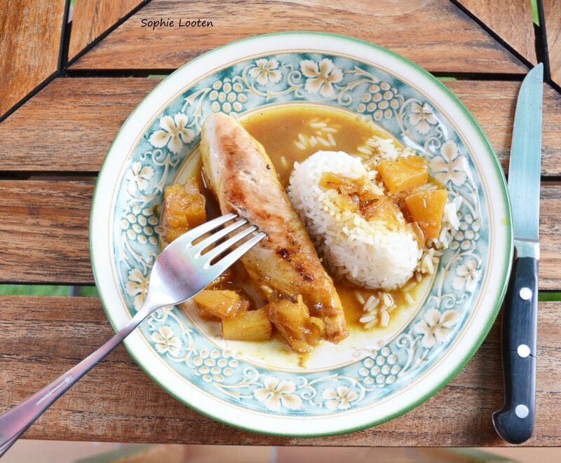 Poulet sauce ananas curry2