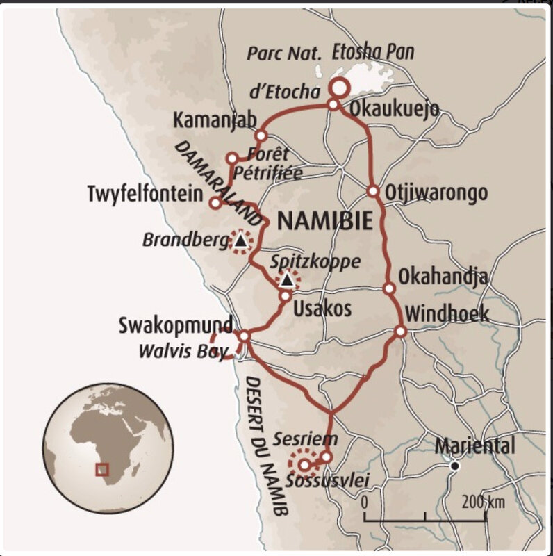 carte namibie