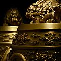 Two rare and important Imperial gilt-bronze ritual 'ruibin' bells, <b>bianzhong</b>, Qianlong mark and of the period