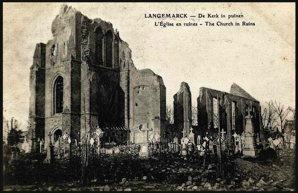 Langemarck église en ruines