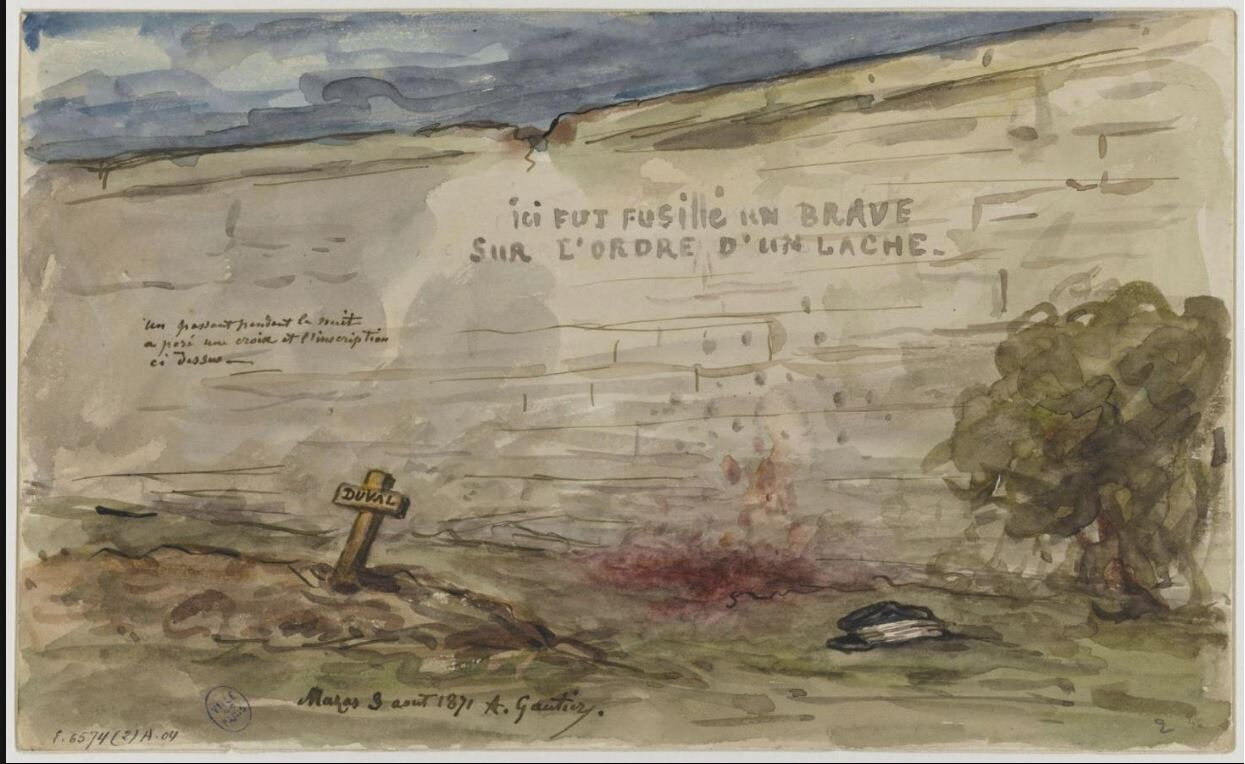 Gautier (Armand), la tombe d'Emile Duval (Mazas, 3 août 1871)
