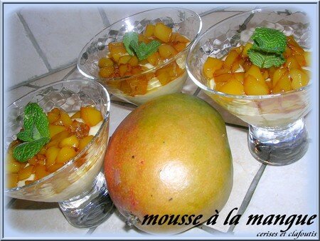 MOUSSE DE DE BROCCIU AUX MANGUES CARAMELISEES recettes dessert Mousse au chocolat à la mangue confite et son nuage à lorange