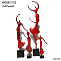 Sculptures de danseuses rouges, sculpture femme élancée et longiligne en papier <b>recyclé</b>