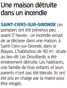 2022 08 16 SO Une maison détruite dans un incendie