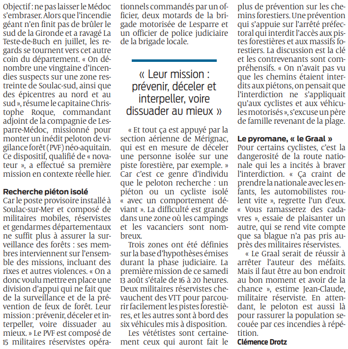 2022 08 14 SO A Soulac-sur-Mer 15 militaires aux trousses des incendiaires2