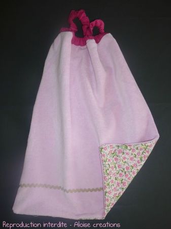 Serviette élastiquée fille rose et liberty