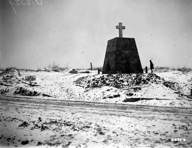 Monument erected to Canadian Artillery-men during Vimy Battle at Les Tilleuls crossroads
