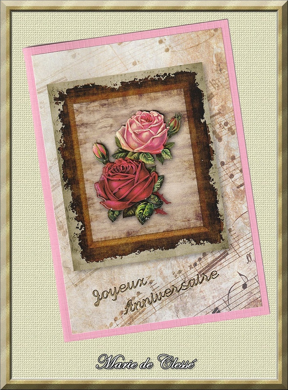 Rondes Cartes Anniversaires Chez Amélie Marie de Clessé pour Jeanine Carimentrant Carte SCRAPÉE 10,5x14,5cm Bon Anniversaire 09-06-2020