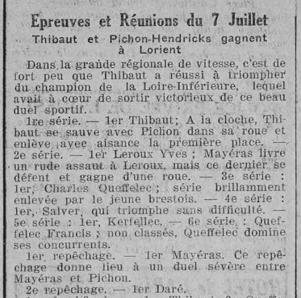 1923 le 14 juillet L'Ouest en plein air cyclisme Kerfelec et Charles Queffelec_2