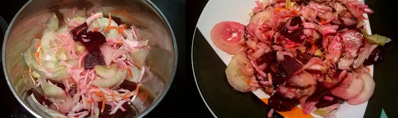 Salade surimi endive concombre betterave