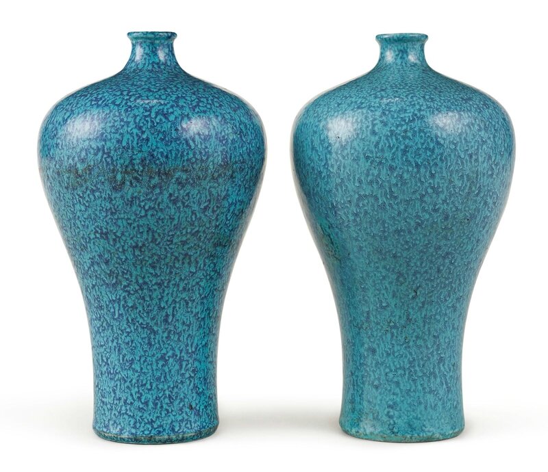 Two robin's-egg-glazed vases (meiping), Qing dynasty, 18th century