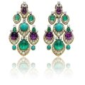 A pair of multi-gem <b>chandelier</b> <b>earrings</b>, by Bulgari