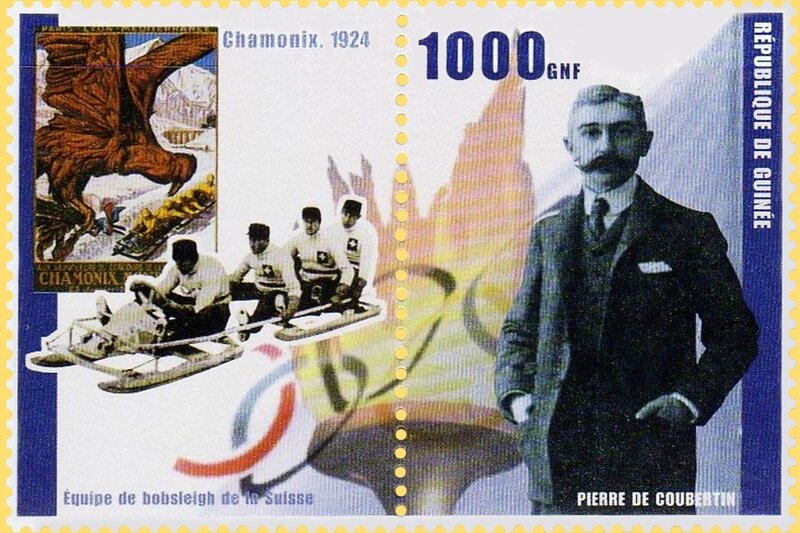 Timbres Guinée Chamonix & Coubertin_a