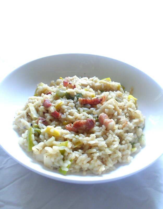 recette de risotto au lardon et poireau