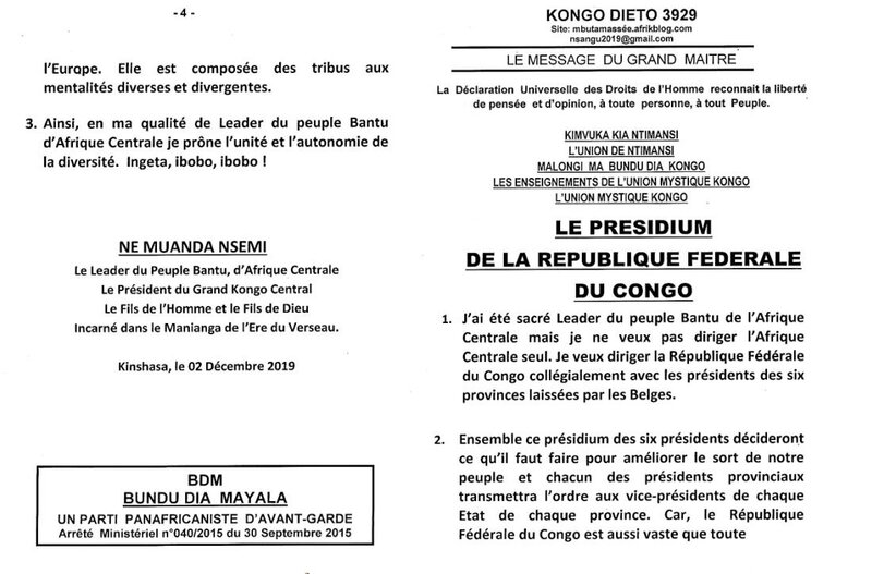 LE PRESIDIUM DE LA REBUPLIQUE FEDERALE DU CONGO a