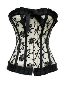 corset creme motifs velours noirs