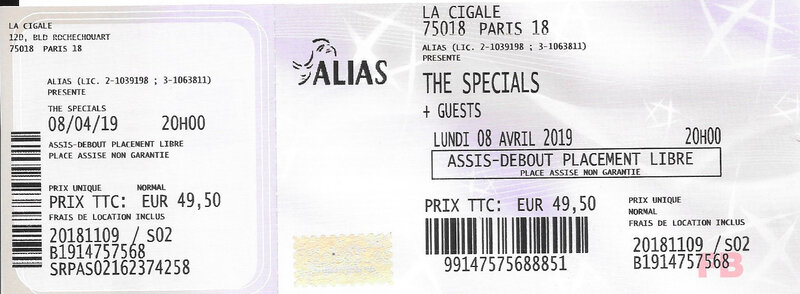 2019 04 08 The Specials Cigale Billet