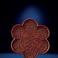 A very rare early Ming carved <b>cinnabar</b> lacquer lobed tray, Ming dynasty, 15th century