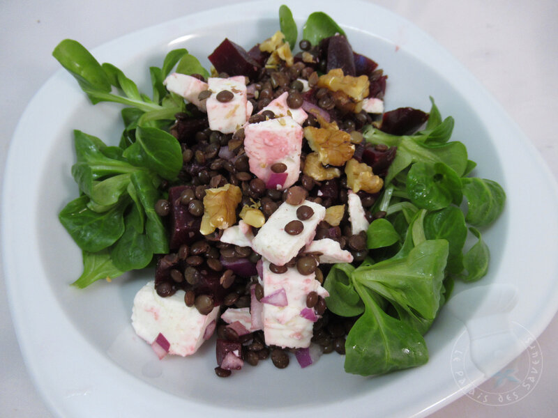 Salade de lentilles, betterave et féta