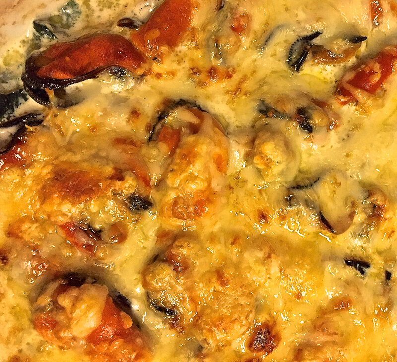 gratin de moules aux épinards