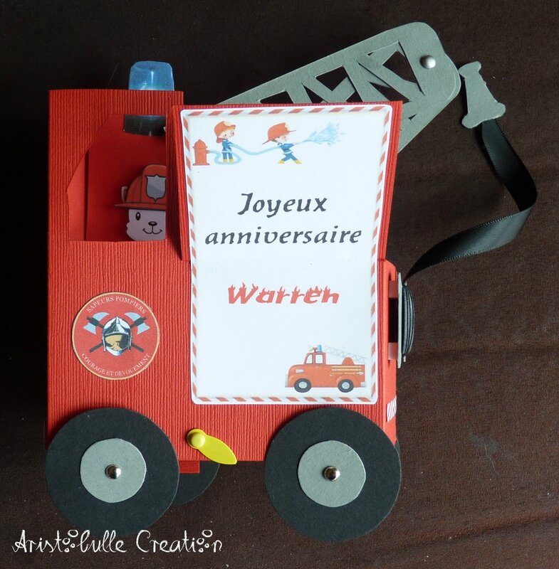 Card-in-a-box camion de pompier - message