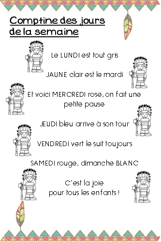 comptines des jours de la semaine