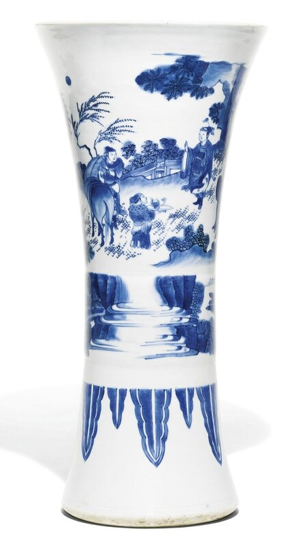A blue and white beaker vase, gu, Ming Dynasty, Chongzhen Period