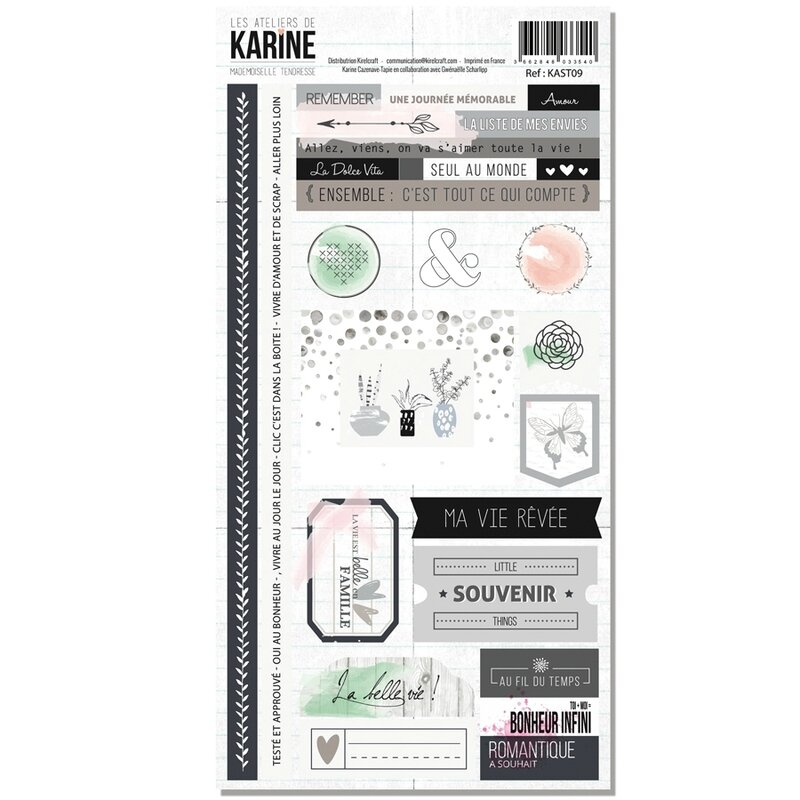 Les Ateliers de Karine Mademoiselle Tendresse stickers 15x30