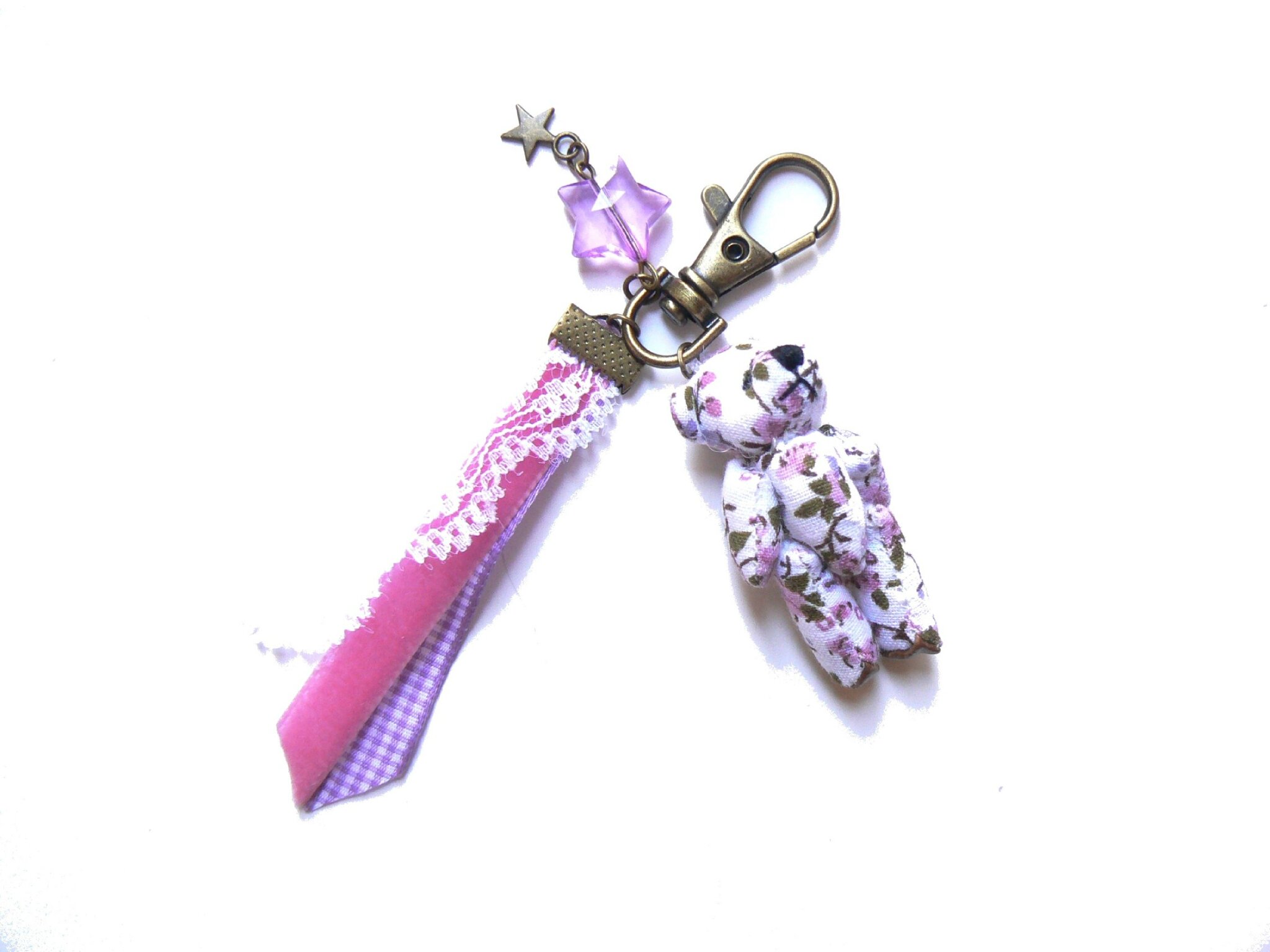 porte-cle-nounours-mauve