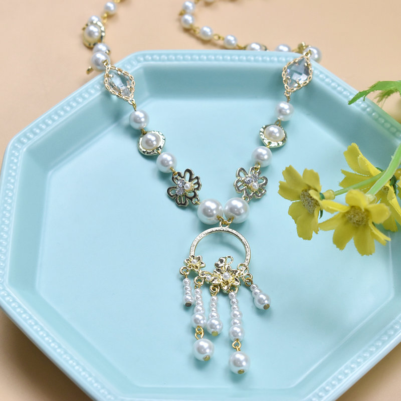 PandaHall Idea on Exquisite Original Pearl Dangle Necklace-5